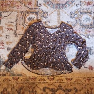 MAURICES - Light Purple Floral Blouse, Long sleeve